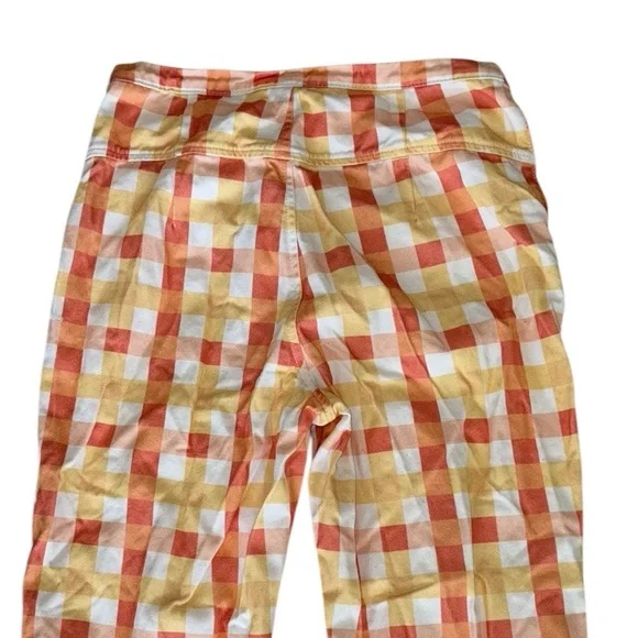 Free People She’s All That Orange Yellow Picnic Gingham Checker Crop Pants - 8 - Picture 10 of 15